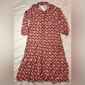 NWT LCW Modest Purple/Red Abstract Maxi Dress